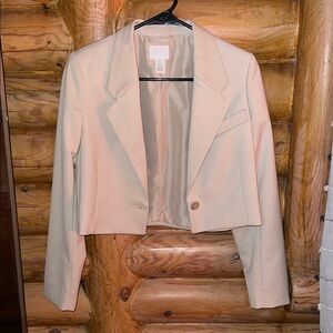 H&M - Cropped Cream Blazer Jacket - Size XS